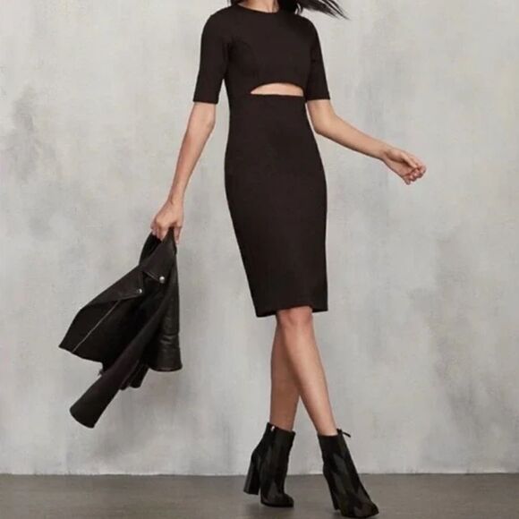 Reformation Evita Black Key Hole midi Dress Size 2 - Picture 1 of 13